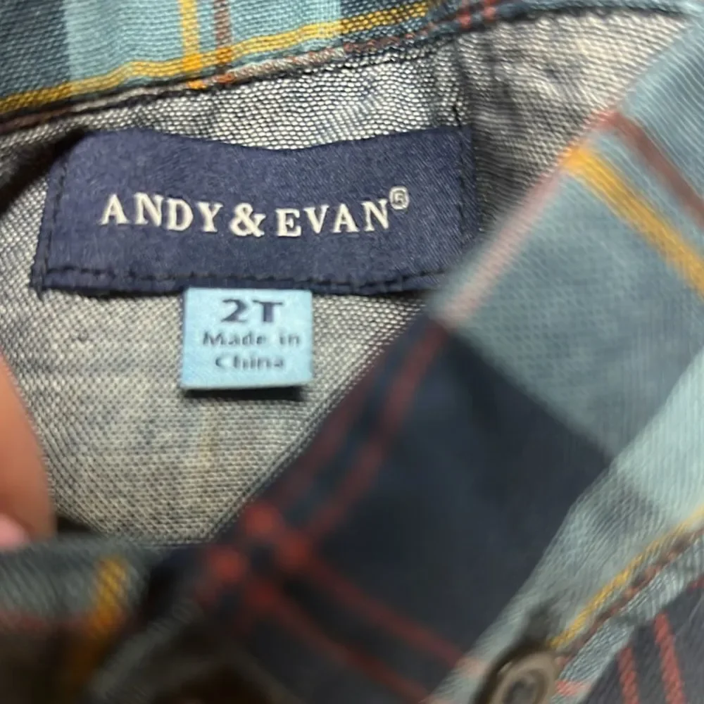 Andy and Evan Plaid Button Front shirt 2T NWT Navy